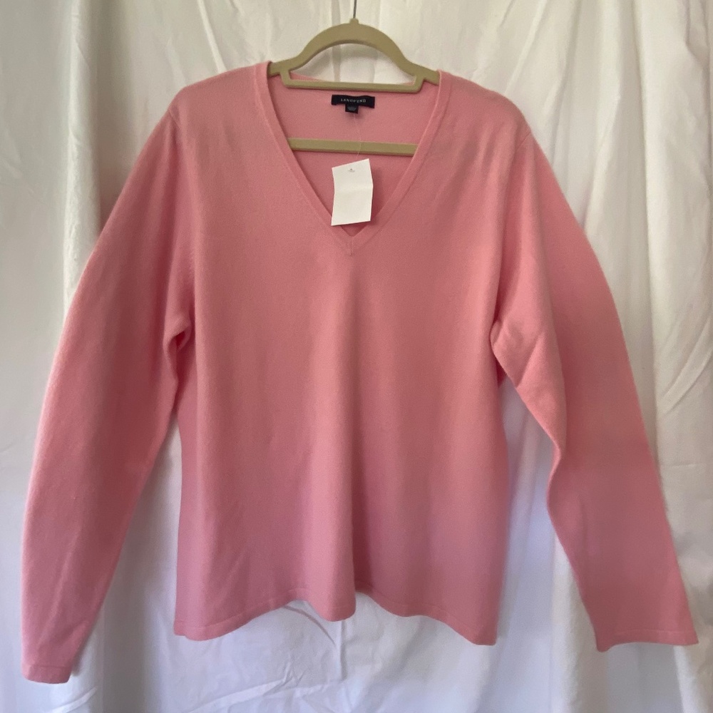 NWT Pink Cashmere V-Neck Sweater